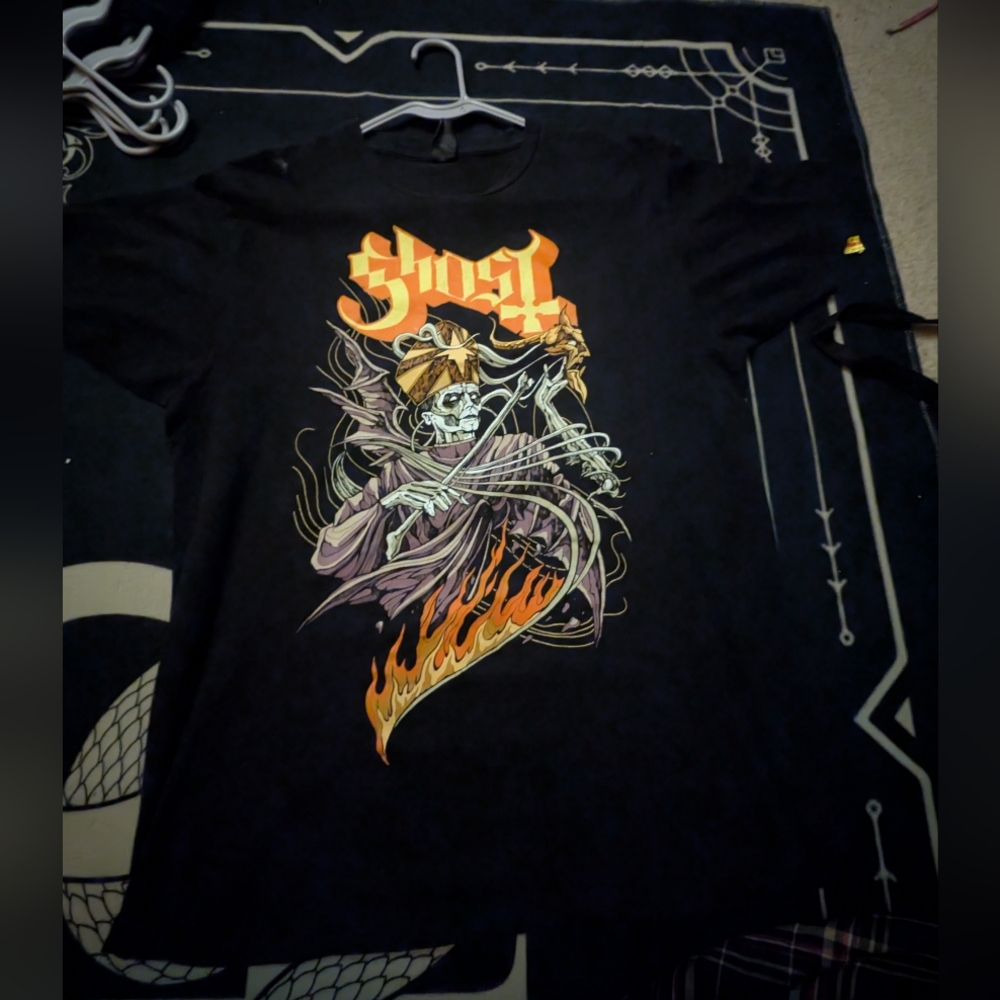 GHOST Black Short Sleeve Tour Tee with Graphic Design